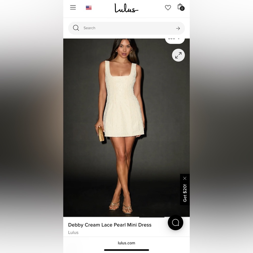 Lulus Cream Pearl Lace Mini Dress